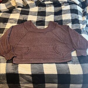 Free People We the Free Spell Bound Purple V-Neck Thermal Long sleeve Size XS